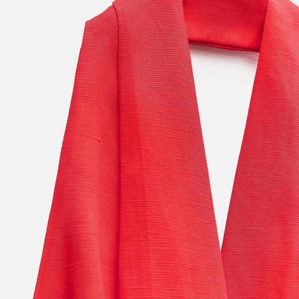 Zara red linen midi dress EUC - Picture 3 of 4